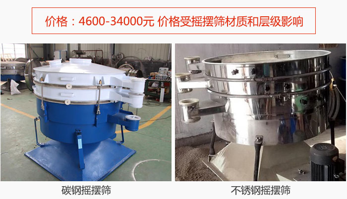 價(jià)格:4600-34000元 價(jià)格受搖擺篩材質(zhì)和層級影響